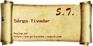 Sárga Tivadar névjegykártya